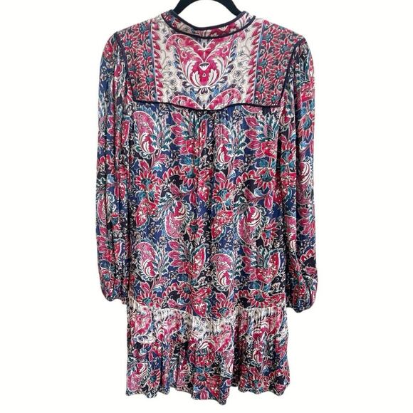 by Anthropologie Sz S Spliced Tunic Dress Swing Flowy Folk Bold Boho Hi Lo - Picture 3 of 7